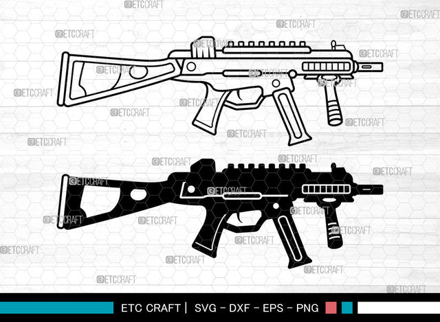 Submachine Gun SVG, Submachine Gun SVG, SR5-A5 Submachine Gun Svg, Deadliest Submachine Gun Svg, Airsoft Submachine Gun Svg, Wc Apache A2 Pdw Svg, Submachine Gun SVG ETC Craft 