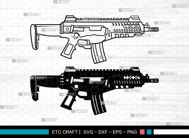 Submachine Gun SVG, Submachine Gun SVG, SR5-A5 Submachine Gun Svg, Deadliest Submachine Gun Svg, Airsoft Submachine Gun Svg, Wc Apache A2 Pdw Svg, Submachine Gun SVG ETC Craft 