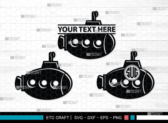 Submarine Monogram, Submarine Silhouette, Submarine Svg, Navy Svg, SB00052 SVG ETC Craft 