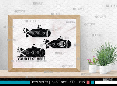 Submarine Monogram, Submarine Silhouette, Submarine Svg, Navy Svg, SB00052 SVG ETC Craft 