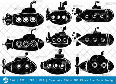 Submarine SVG Cut Files | Submarine Silhouette | Navy Svg | Submarine Bundle SVG ETC Craft 