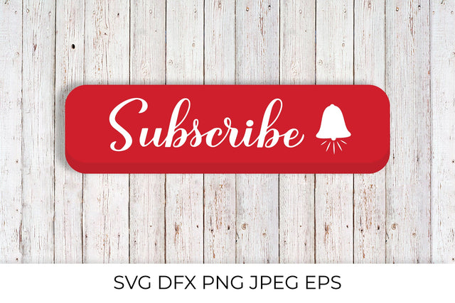 Subscribe calligraphy hand lettering on red button SVG LaBelezoka 