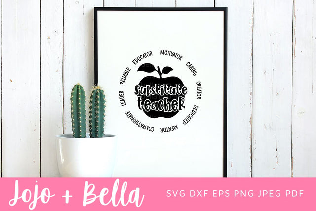 Substitute Teacher Svg, Png, Teacher Svg, School Svg, Kids Svg, Shirt svg, Teacher, Svg Designs For Cricut, Sublimation, Clipart SVG Jojo&Bella 