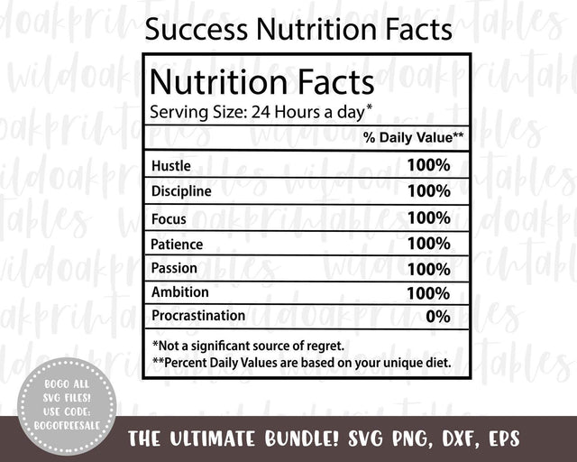 success nutrition facts labels svg, success svg, successful life svg, success nutrition facts label, success svg file for cricut cut files SVG WildOakSVG 