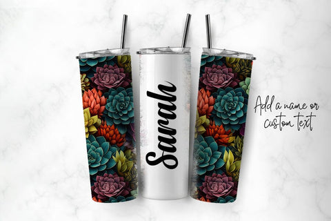 Succulent 20 oz Straight Skinny Tumbler Sublimation PNG Sublimation BijouBay 