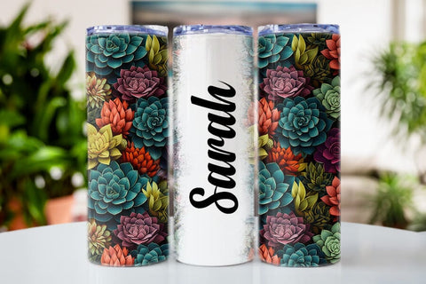 Succulent 20 oz Straight Skinny Tumbler Sublimation PNG Sublimation BijouBay 