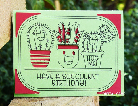 Succulent / Cactus card designs SVG Digital Gems 