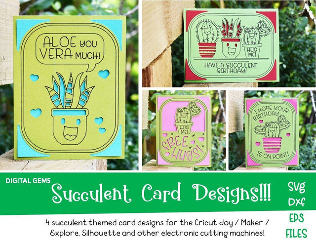 Succulent / Cactus card designs SVG Digital Gems 