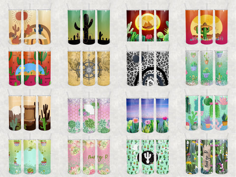 Succulent Cactus Tumbler Design bundle 20 oz skinny tumbler SVG BambinaCreations 