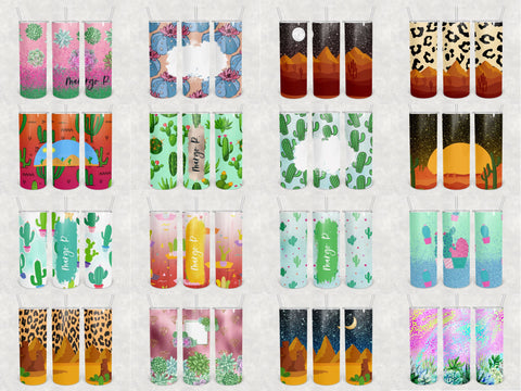 Succulent Cactus Tumbler Design bundle 20 oz skinny tumbler SVG BambinaCreations 