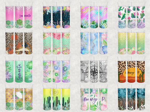 Succulent Cactus Tumbler Design bundle 20 oz skinny tumbler SVG BambinaCreations 