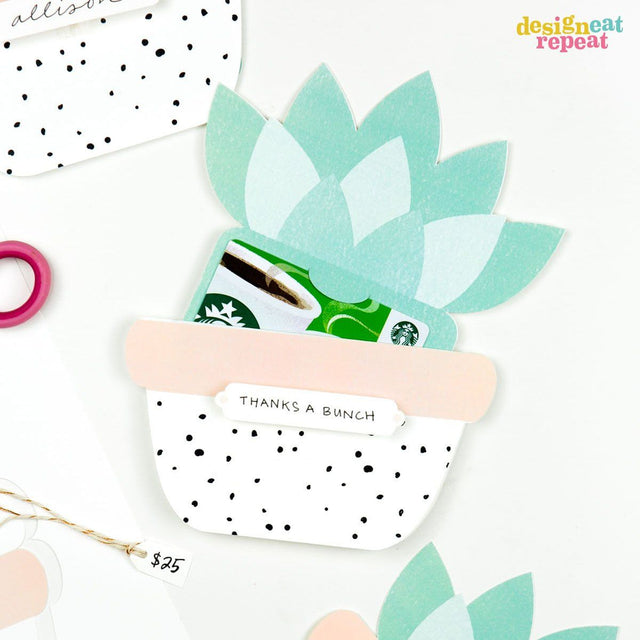 Succulent Gift Card Holder SVG Design Eat Repeat
