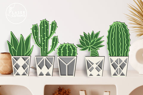 SUCCULENT Home Decor SVG, Flower, Multilayer Laser Cut Files, 3D Designs, Mini Design Bundles SVG LaserCutano 