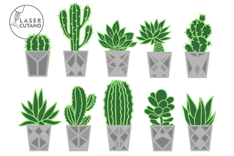 SUCCULENT Home Decor SVG, Flower, Multilayer Laser Cut Files, 3D Designs, Mini Design Bundles SVG LaserCutano 