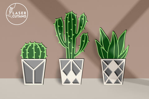 SUCCULENT Home Decor SVG, Flower, Multilayer Laser Cut Files, 3D Designs, Mini Design Bundles SVG LaserCutano 
