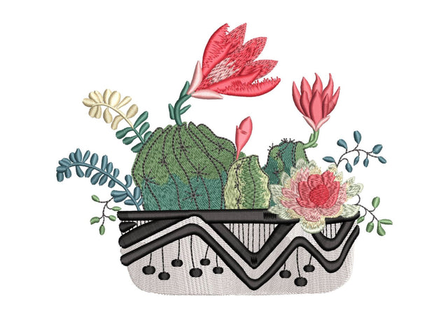 Succulent in a Pot, Cactus Embroidery/Applique DESIGNS Canada Embroidery 