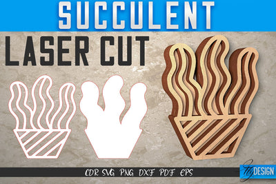 Succulent Laser Cut SVG | Plants SVG Design | CNC Files SVG Fly Design 