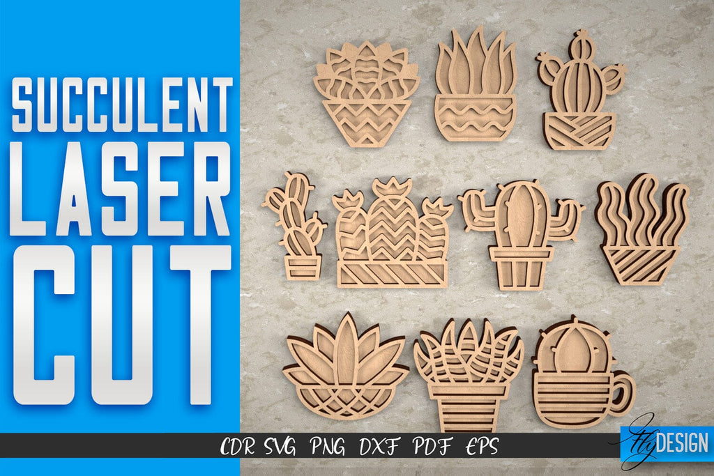 Succulent Laser Cut SVG | Plants SVG Design | CNC Files - So Fontsy