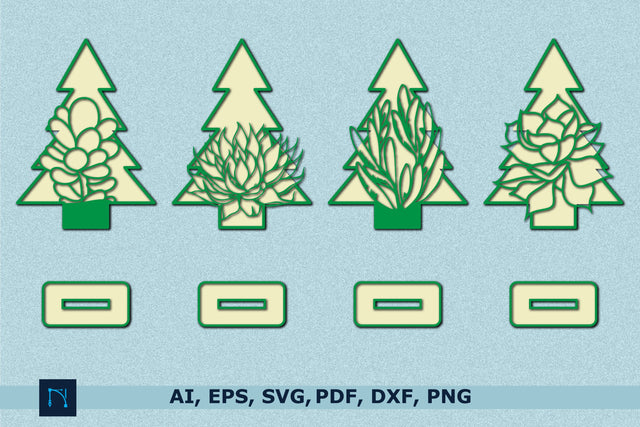Succulent Laser-cut Tree stand bundle SVG MD JOYNAL ABDIN 