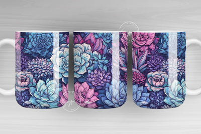 Succulent Mug Wrap, Watercolor Cactus PNG, Plant Sublimation, Earthy Mug PNG, Floral Mug PNG, 11 & 15 Oz Mug Sublimation Wrap, Digital File Sublimation Syre Digital Creations 