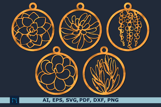 Succulent Ornament Bauble Laser cut Bundle SVG MD JOYNAL ABDIN 
