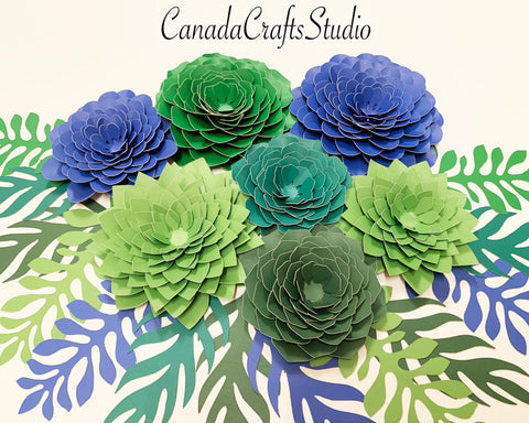 Succulent Paper Flower Templates SVG CanadaCraftsStudio 