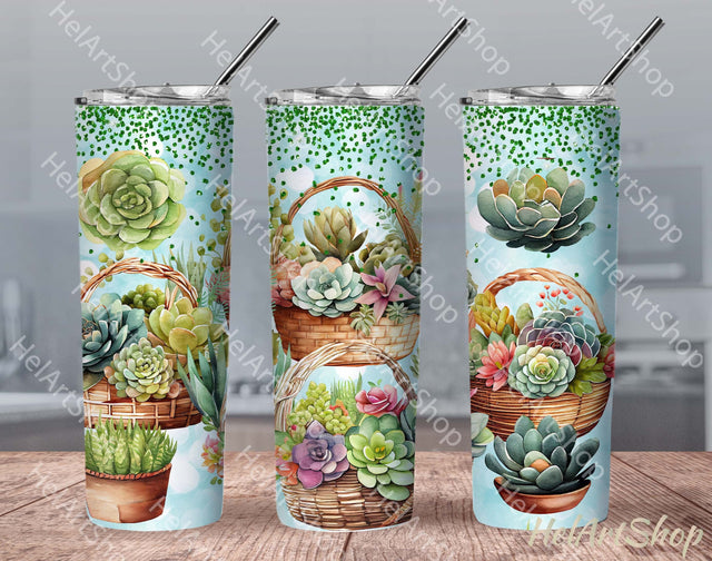 Succulent Tumbler PNG, Cactus SKINNY TUMBLER 20 Oz PNG Sublimation _HelArtShop_ 