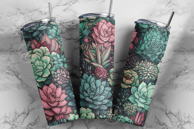 Succulent Tumbler Wrap, Seamless Watercolor Cactus PNG, Plant Sublimation, 20 oz Skinny Tumbler, Earthy Tumbler Wrap PNG, Digital Download Sublimation Syre Digital Creations 