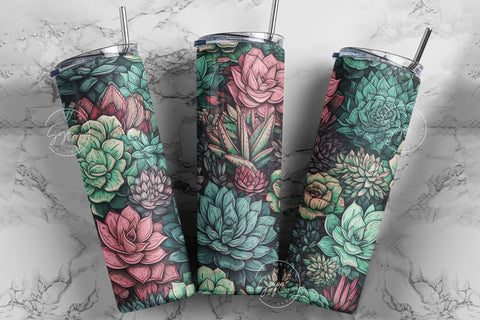 Succulent Tumbler Wrap, Seamless Watercolor Cactus PNG, Plant Sublimation, 20 oz Skinny Tumbler, Earthy Tumbler Wrap PNG, Digital Download Sublimation Syre Digital Creations 