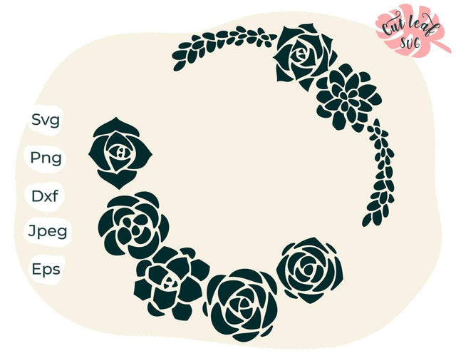 Succulent Wreath svg, cactus svg, floral wreath svg, floral wreath clipart, floral svg, flourish svg, Monogram wreath, monogram frame svg SVG CutLeafSvg 