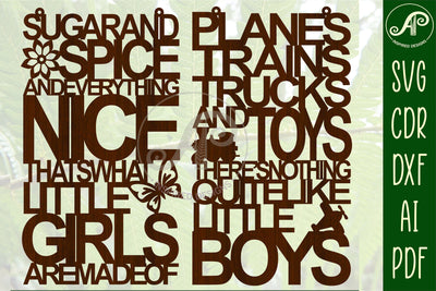 Sugar and spice and little boys signs svg laser cut temp SVG APInspireddesigns 