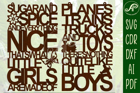 Sugar and spice and little boys signs svg laser cut temp SVG APInspireddesigns 