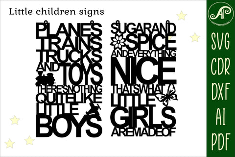 Sugar and spice and little boys signs svg laser cut temp SVG APInspireddesigns 