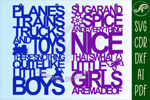 Sugar and spice and little boys signs svg laser cut temp SVG APInspireddesigns 