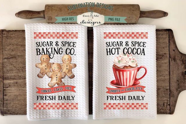 Sugar and Spice Gingerbread Hot Cocoa | Kitchen Towel Designs Sublimation Ewe-N-Me Designs 