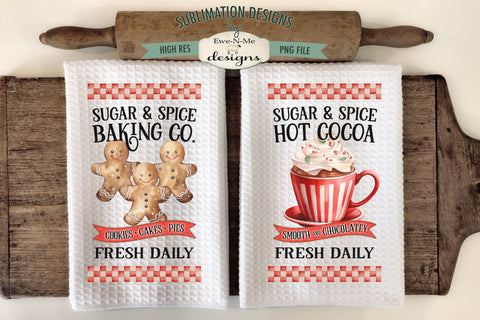 Sugar and Spice Gingerbread Hot Cocoa | Kitchen Towel Designs Sublimation Ewe-N-Me Designs 