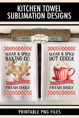 Sugar and Spice Gingerbread Hot Cocoa | Kitchen Towel Designs Sublimation Ewe-N-Me Designs 