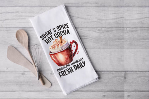 Sugar and Spice Hot Cocoa Dish Towel Sublimation Sublimation Jagonath Roy 