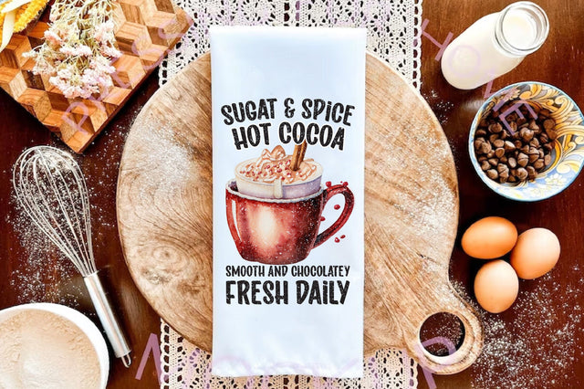 Sugar and Spice Hot Cocoa Dish Towel Sublimation Sublimation Jagonath Roy 