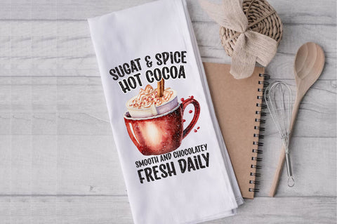 Sugar and Spice Hot Cocoa Dish Towel Sublimation Sublimation Jagonath Roy 