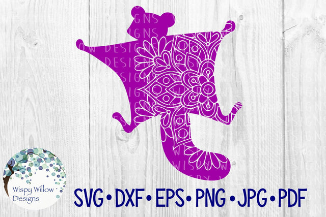 Sugar Glider | Flying Squirrel Floral Mandala SVG Wispy Willow Designs 