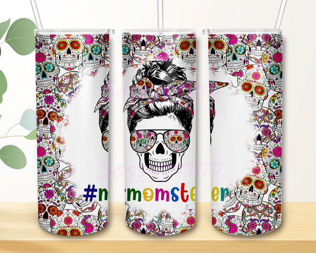 Sugar Skull 20 oz Skinny Tumbler Mama, Mom Life Sublimation Design for Straight, Tapered Tumbler Wrap PNG Digital Download for Halloween Sublimation sassyprint 