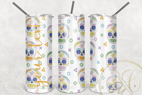 Sugar Skull 20oz Skinny Tumbler Sublimation Pattern, Day of the Dead, Figures Sublimation Marlene Campos 