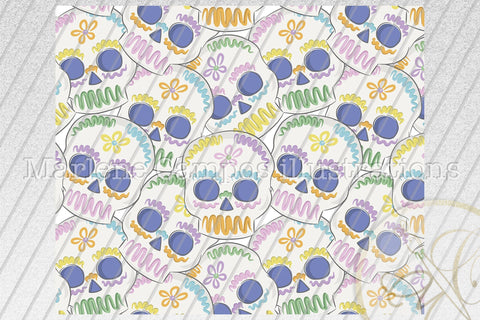 Sugar Skull 20oz Skinny Tumbler Sublimation Pattern, Day of the Dead /Full Skull Sublimation Marlene Campos 