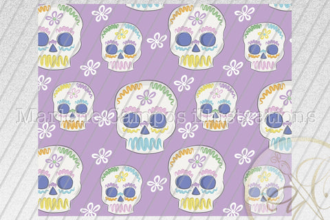 Sugar Skull 20oz Skinny Tumbler Sublimation Pattern, Day of the Dead /Purple Sublimation Marlene Campos 