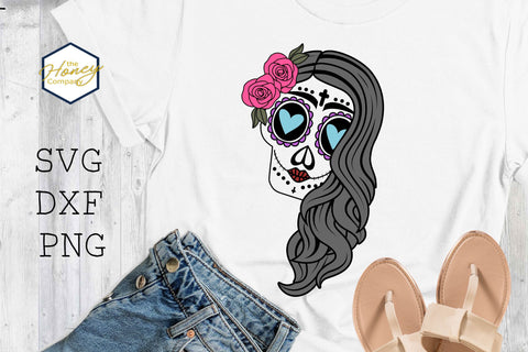 Sugar Skull Bundle SVG PNG DXF Hand Drawn Roses Day of the Dead SVG The Honey Company 