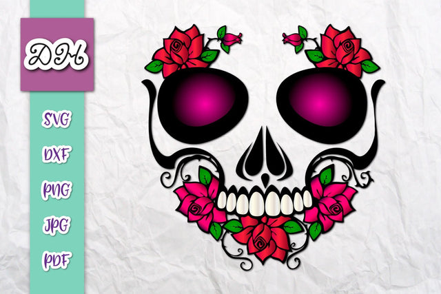 Sugar Skull Calavera Print & Cut SVG Digitals by Hanna 