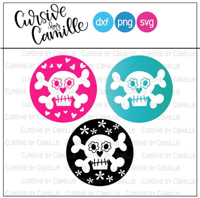Sugar Skull Cut File Day of the Dead Cut File SVG Cursive by Camille 