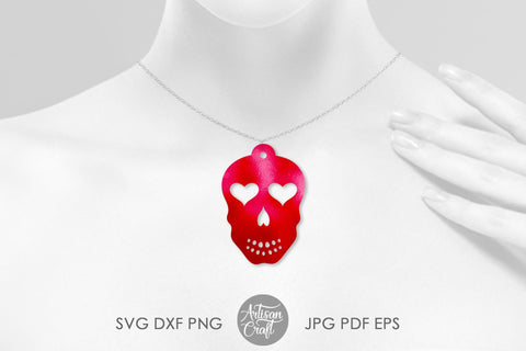 Sugar Skull earrings, Heart jewelry, SVG cut file SVG Artisan Craft SVG 