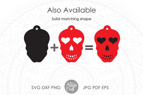 Sugar Skull earrings, Heart jewelry, SVG cut file SVG Artisan Craft SVG 